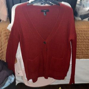 Red cardigan